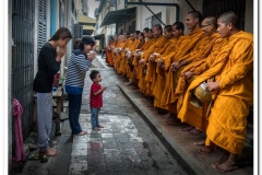 Burmese Monks Asking for Rice